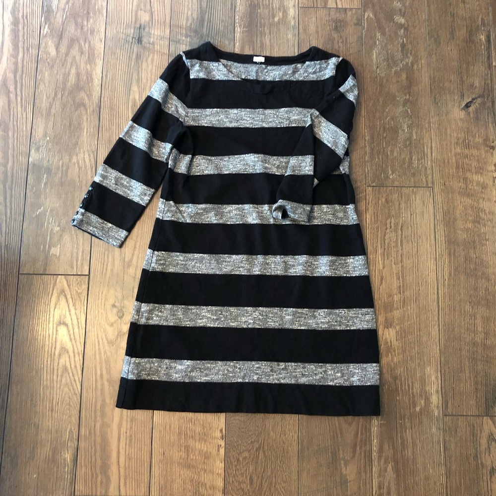J. Crew striped casual 3/4 sleeve dress sz M